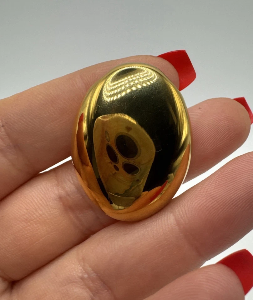 Estate 9ct Yellow Gold Filled Cabochon Puffed Pendant Chunky Weighty Design 14g - Image 2 of 4