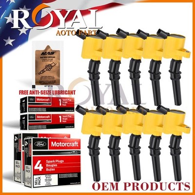 10 Ignition Coils & Platinum Spark Plugs for Ford E350 E450 F350 DG508 6.8L V10
