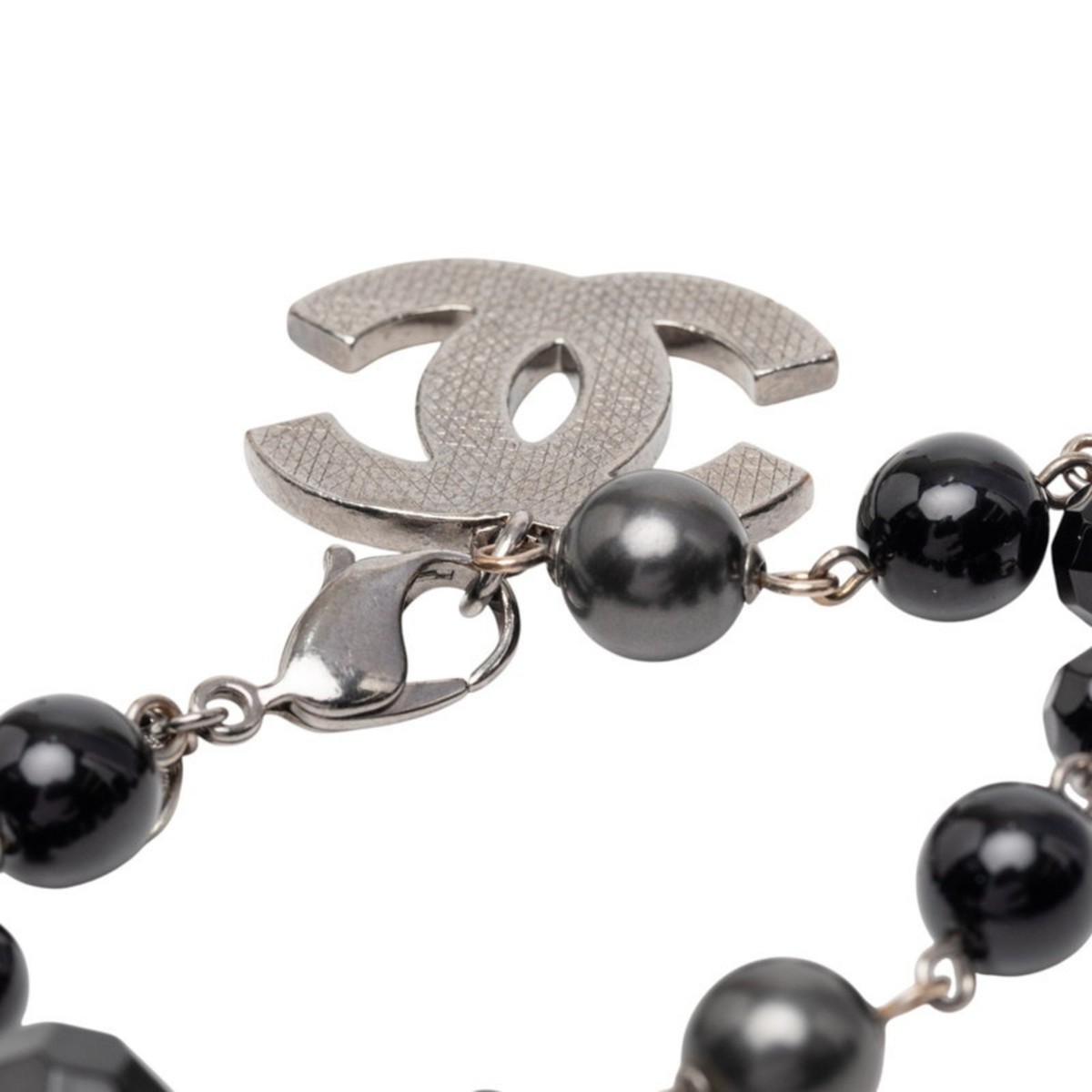 Chanel Coco Mark Bracelet in Black with Faux Pearl Beads for Women