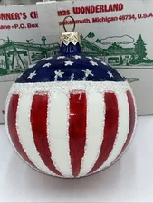 Kurt Adler Kringle Traditional USA Glass Ball Ornament Patriotic EUC