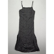 American Eagle Women Dress Regular Black Floral Ditsy Midi Slit M