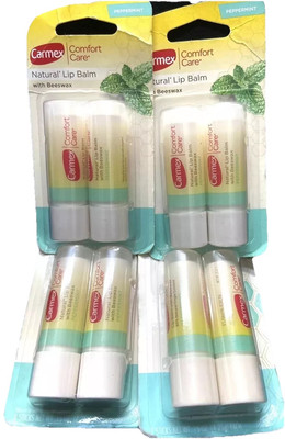 8 carmex comfort care natural lip balm peppermint w beeswax 0.15oz ea