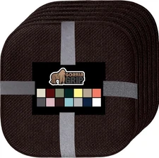 GORILLA GRIP Slip Resistant Chair Cushions Set of 6 Memory Foam Brown 16" x 16"