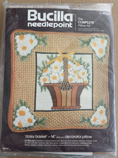 Daisy Basket Vintage RARE Bucilla Needlepoint Kit Pillow 14" Kit No 4928