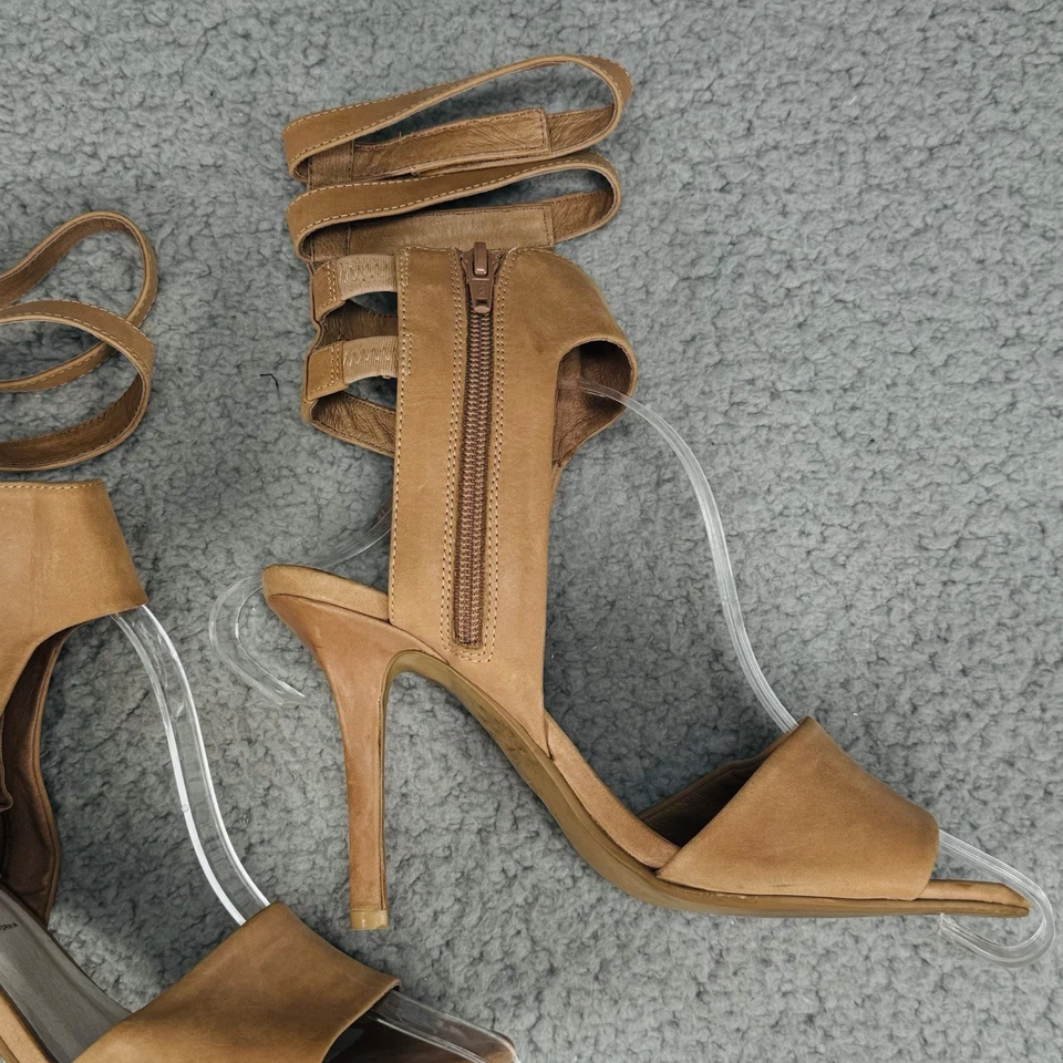 Jeffery Campbell Sandal Womens 7.5 Brown Leather Suede Strappy Pumps Hills - Image 2 of 4
