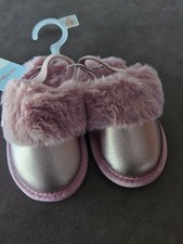 Toddler Lila Metallic Scuff Slippers Cat  Jack Girls Sz 5/6 Pink Elastic Strap