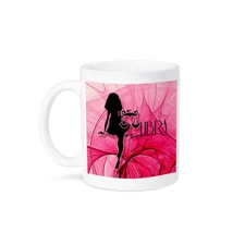 3dRose, Lady Libra in Pink and Black Swirls Zodiac Collection, Mug