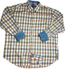 Robert graham flip cuff button up shirt plaid multicolor mens xl long sleeve