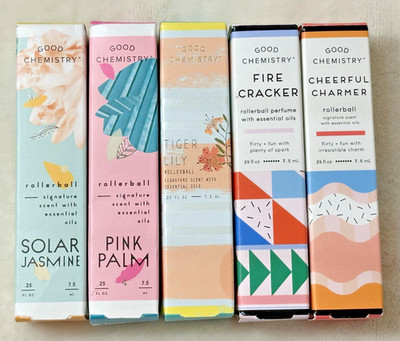 Set of 5 ~ GOOD CHEMISTRY ~ Rollerball ~ 5 x 7.5mL ~ EDP w/ Essential Oils ~ NIB