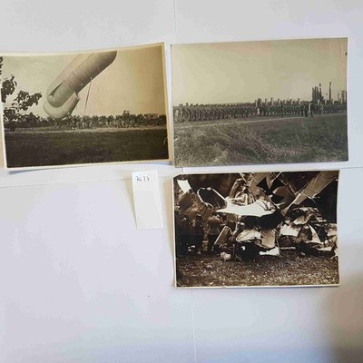 3 Original Fotos WW1 Luftschiff Drachen, albanische Truppen Wrack Albatros gefallen