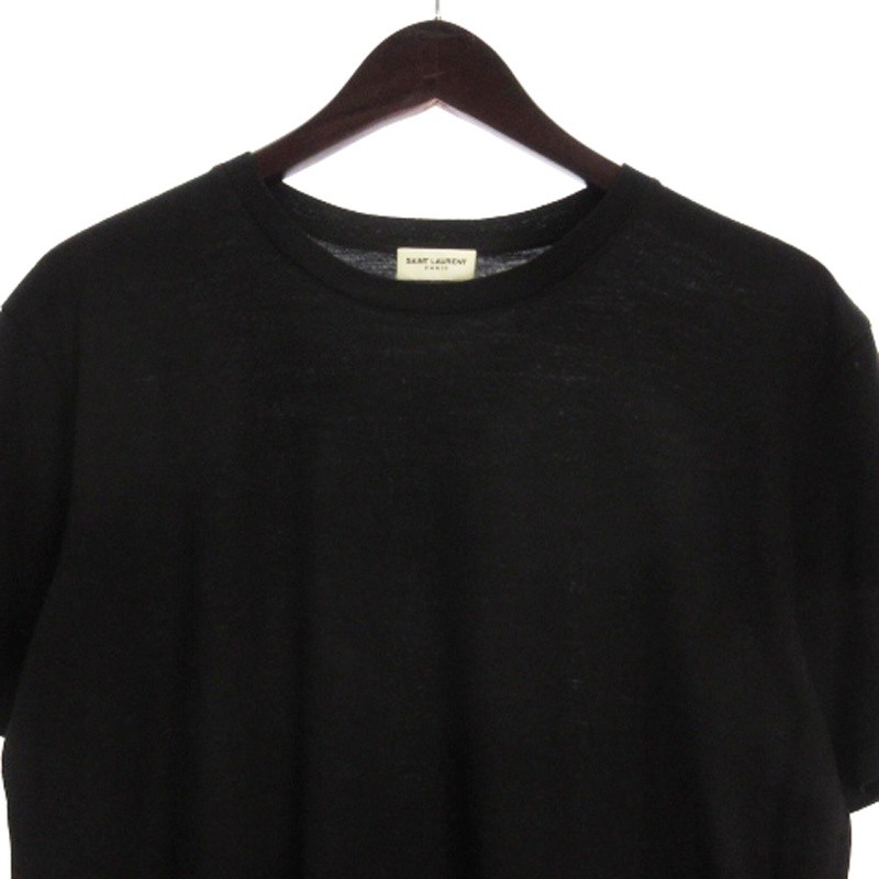 T shirt Saint Laurent Paris logo ricamo taglio e cucito manica corta nera M uomo