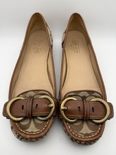 Coach Women s Brown Caden Signature Logo Loafers Gold Hardware Embellished Toe