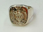 Vintage Sterling Silver Ring Signet Crest Shield Unisex Chunky Size 7