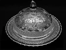 HTF Vintage INDIANA GLASS Covered Butter Dish ROSE POINT BAND - 1 Pound, 7.25"