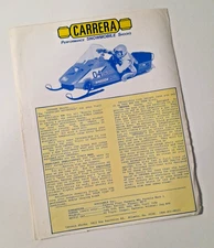 Vintage 1990 Carrera Snowmobile Shock Brochure / Flyer, Polaris Indy 500 600 650
