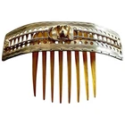 Classic hinged mid Victorian hair comb decorated with dogs heads