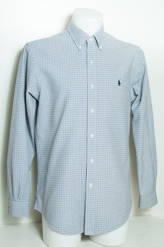 Ralph Lauren Herren Hemd Medium Size Custom Fit Blau Kariert Baumwolle Langarm - Bild 3 von 15