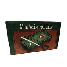 Mini Action Pool Table Toy with Cues, Balls, Rack, and Dice