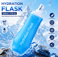 Lightweight Leakproof Soft Foldable Flask - 500ml Collapsible Water Bottle