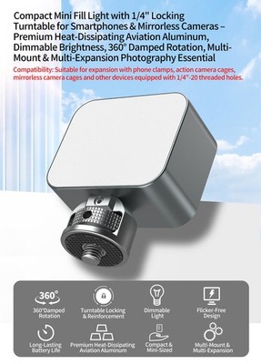 Aluminum Alloy Multifunctional Mini Fill Light with 1/4 Inch Screw Rod Lighting
