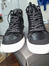 Zadig  Voltaire High Flash Wrinkle Leather High Top Zipper Sneakers US 8