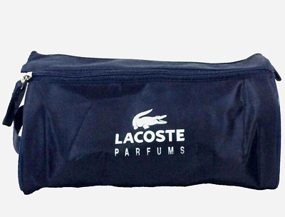 LACOSTE PARFUMS DARK BLUE TOILETRY BAG, DOUBLE ZIP TOP