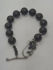 Silpada Sterling Silver Plumaria Hawaiian Flower Jasper Agate Bead Bracelet Togg