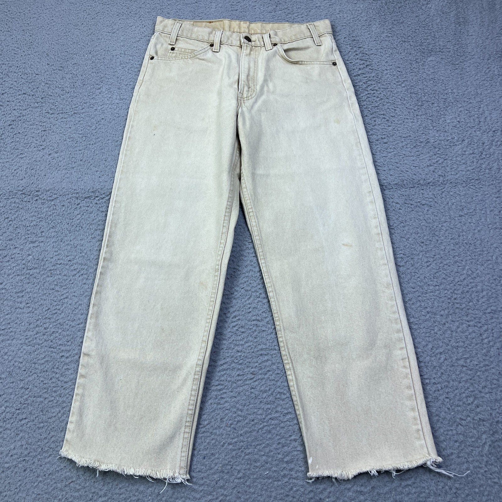 VTG Levis 550 Orange Tab Jeans Relaxed Beige Men's 32x27 Made In USA 90s CHOPPED
