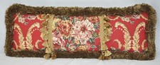 Fringed Accent Pillow made w Ralph Lauren Marseilles Red Floral Fabric