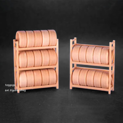 3D print 1/64 unpaint tire rack garage scene fit 1:64 car carpark street diorama