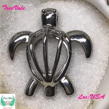 Turtle Rafael - Silver Plated - Locket Pearl Cage Pendant - Hold 6mm - 7mm Pearl
