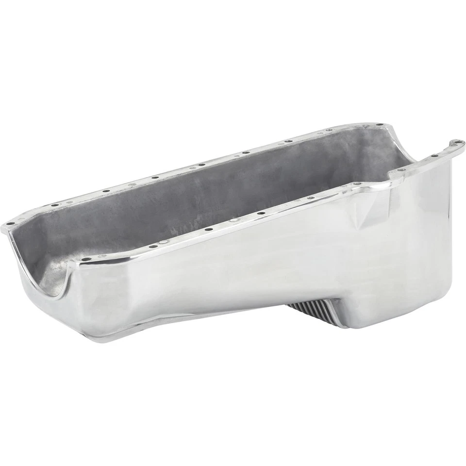 Cacerola de aceite Chevy 1957-1979 bloque pequeño de aluminio - diseño con aletas pulidas Foto 4 de 4