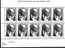 Netherlands  2025-2  MC Escher:  hand with reflection sheetlet    mnh u