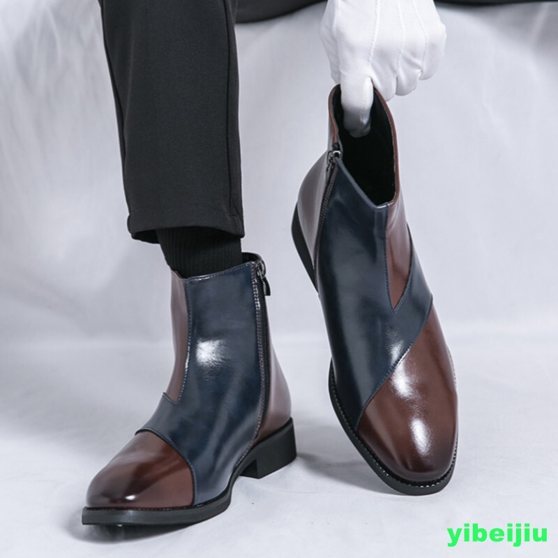 Men's High Top Chukka Leather Ankle Boots Color Block Dress Formal Shoes  Fashion