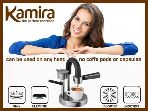 Kamira EMK010BK Gerade Feuer Espresso Hersteller Hergestellt IN Italien Schiffe - Bild 5 von 5