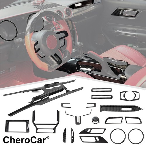 21Pcs Interior Console Navigation AC Frame Decor Trim Kit for Ford Mustang 2015+