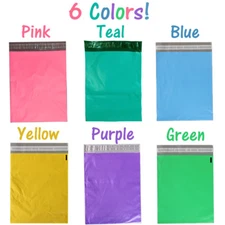 10x13" Pink Teal Purple Blue Yellow Green Poly Mailers Flat Shipping Bags Combo