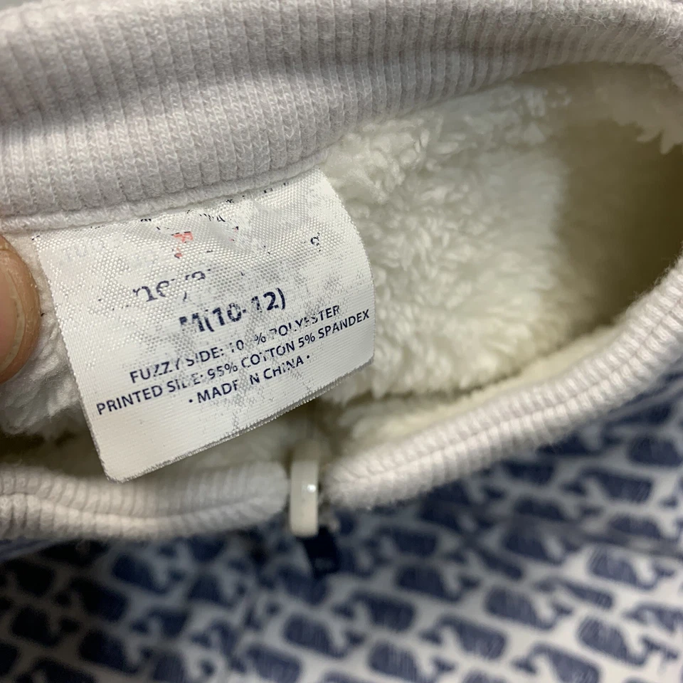 Chaqueta Ballena Vineyard Vines Niñas Talla Mediana Blanca Azul Reversible Difusa Cremallera Completa Foto 3 de 4