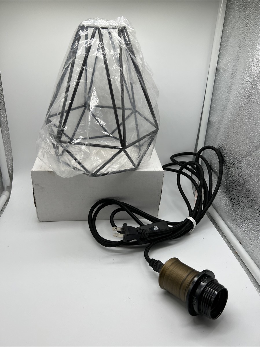 Claxy Farmhouse Polygon Wire Cage Pendant Light Hanging Kitchen