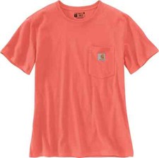 CARHARTT WOMENS LOOSE FIT WORKWEAR POCKET ELECTRIC CORAL S/S SHIRT