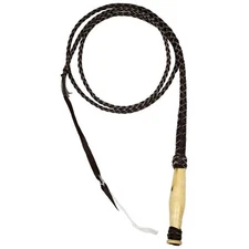 BULL WHIP 4' Braided Leather with Wooden Handle Western Rodeo