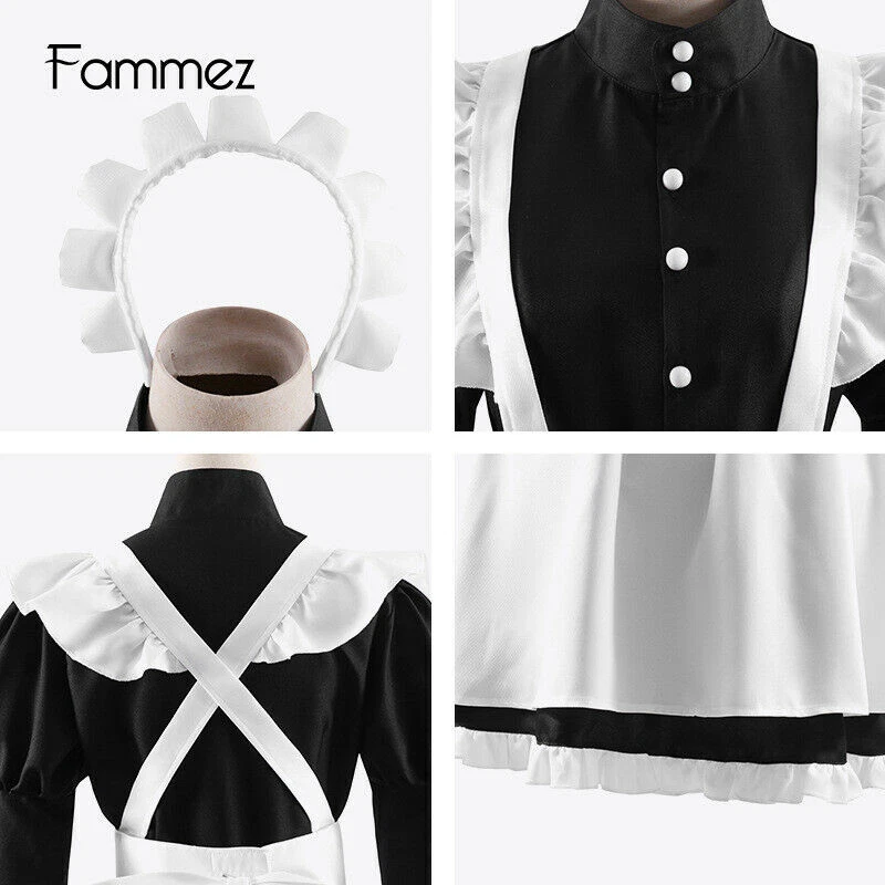 Dress Apron UK Women French Maid Dress Costume Anime Cosplay Party Costume Maxi - Image 2 of 4