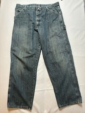 Vintage Y2K 2000s Baggy Jeans Wrangler Blue W 38 L 30 Cargo Pants Zip Thick P7