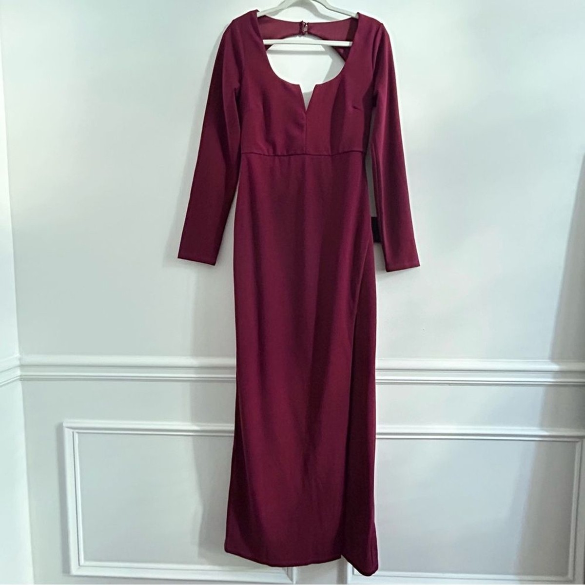 NWT Lulus True Love Lasts Long Sleeve Backless Maxi Dress in Burgundy size  Large | eBay