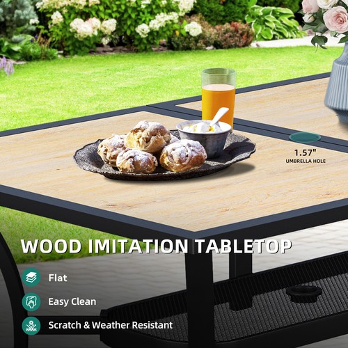 Patio Dining Table Set of 7 Outdoor Furniture Swivel Chairs Lawn Garden Yard - Picture 5 of 11