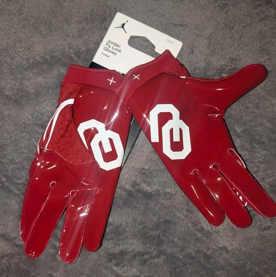 Nike Jordan Fly Lock Red Football Gloves Oklahoma Sooners