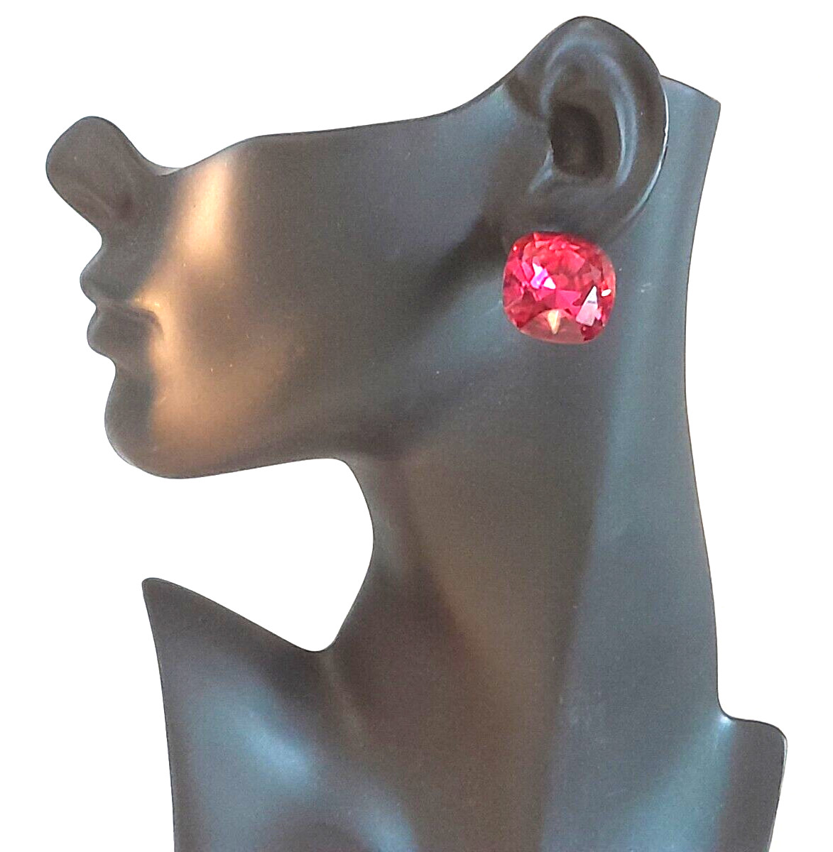 Large 1" Square Cushion Simulated Ruby Raspberry-… - image 4