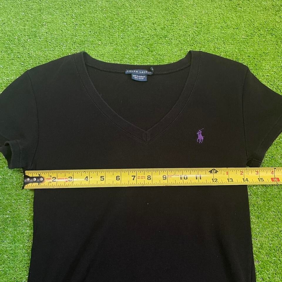 Polo vintage Y2K Ralph Lauren donna M scollo a V manica corta viola pony preppy golf