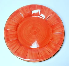 New! L'Objet LOTUS TANGERINE Embossed Ribs SALAD PLATE with Gold Trim 9"