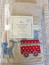 Pottery Barn Baby Circus Friends Crib/Toddler Bed Skirt Embroidered Beautiful 